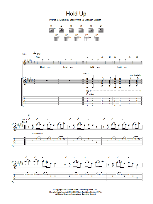 The Raconteurs Hold Up sheet music notes and chords arranged for Guitar Tab