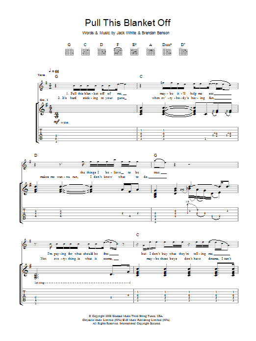 The Raconteurs Pull This Blanket Off sheet music notes and chords arranged for Guitar Tab