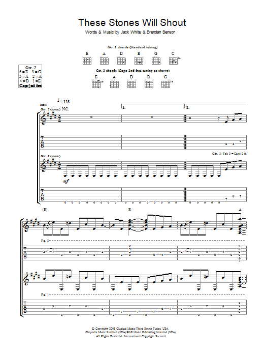 The Raconteurs These Stones Will Shout sheet music notes and chords arranged for Guitar Tab