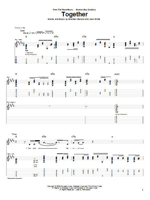 The Raconteurs Together sheet music notes and chords arranged for Guitar Tab