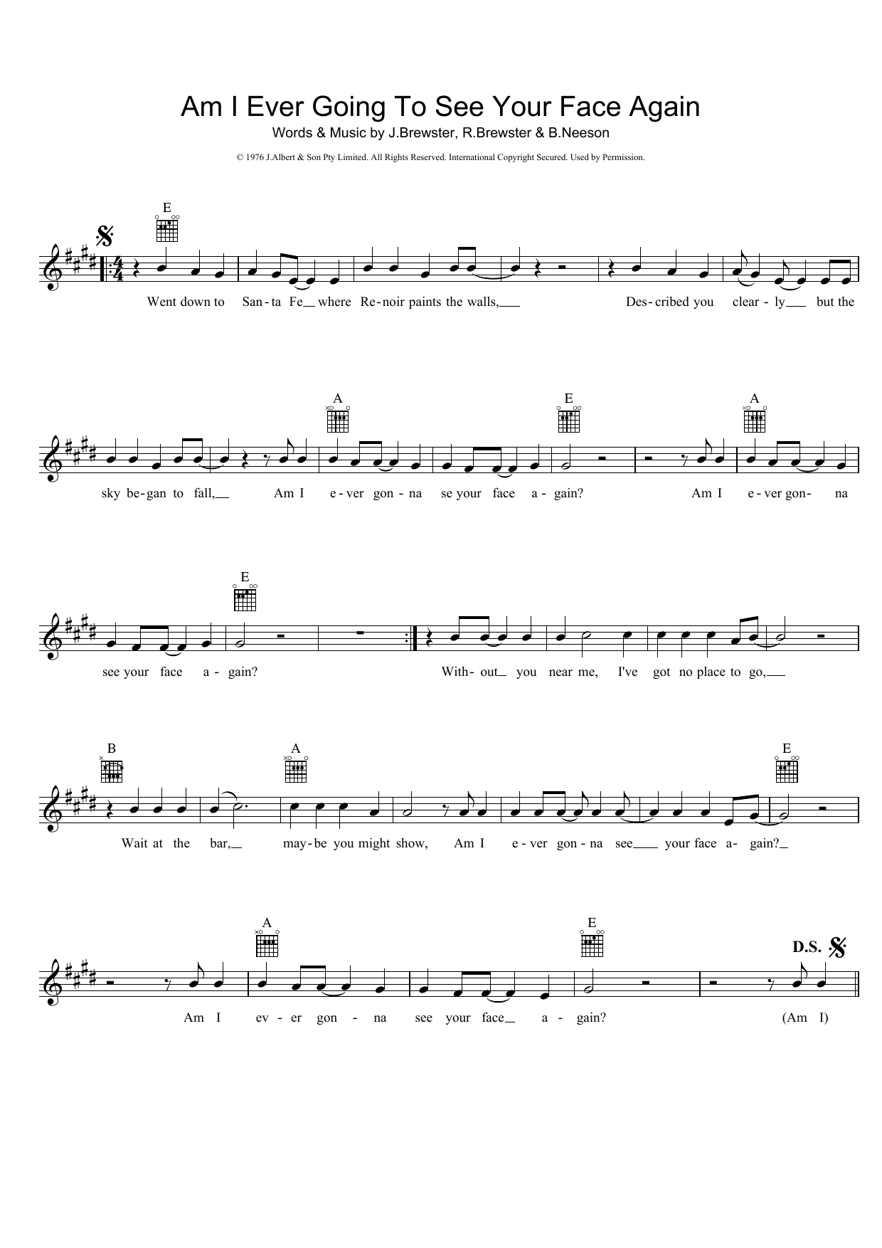 The Radiators Am I Ever Going To See Your Face Again sheet music notes and chords arranged for Lead Sheet / Fake Book