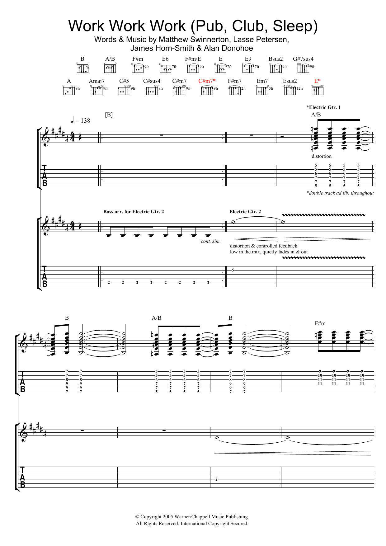 The Rakes Work Work Work (Pub, Club, Sleep) sheet music notes and chords arranged for Guitar Tab