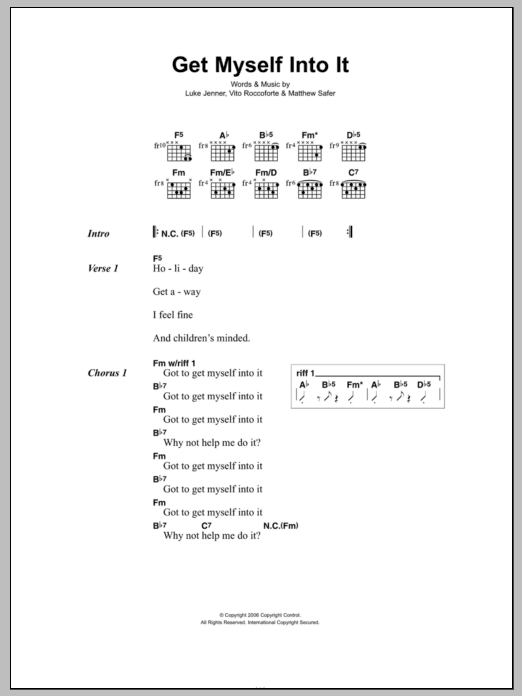 The Rapture Get Myself Into It sheet music notes and chords arranged for Guitar Chords/Lyrics