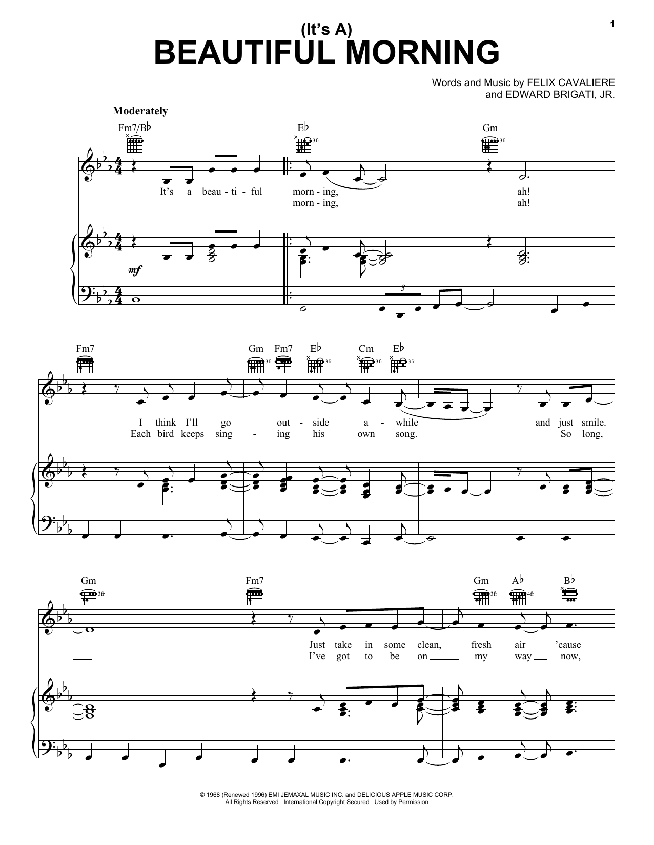 The Rascals (It's A) Beautiful Morning sheet music notes and chords arranged for Trombone Solo