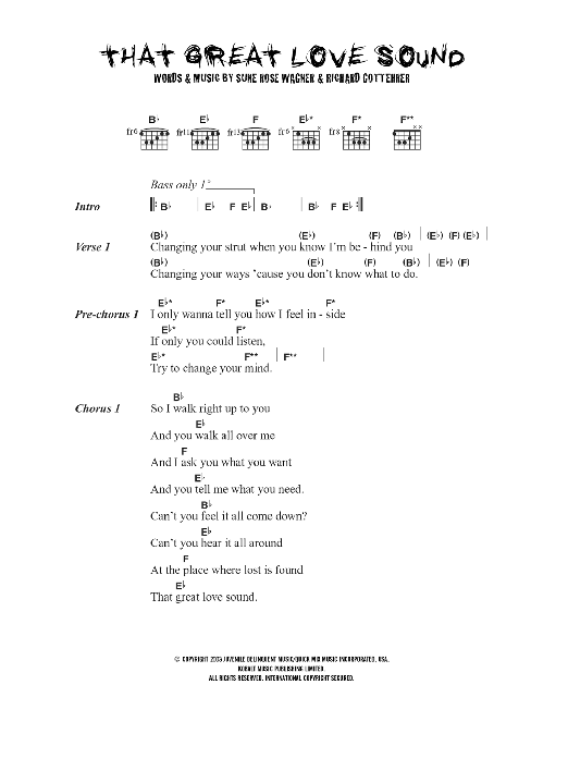 The Raveonettes That Great Love Sound sheet music notes and chords arranged for Guitar Chords/Lyrics