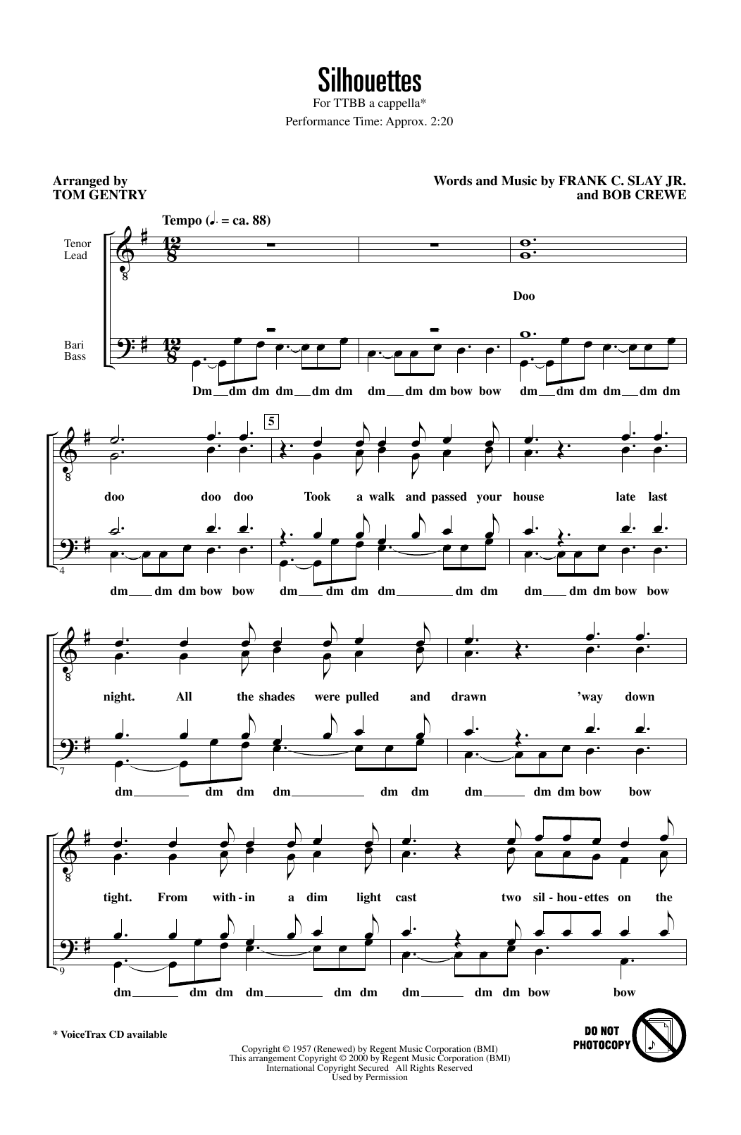 The Rays Silhouettes (arr. Tom Gentry) sheet music notes and chords arranged for TTBB Choir