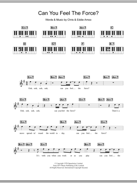 The Real Thing Can You Feel The Force? sheet music notes and chords arranged for Piano Chords/Lyrics