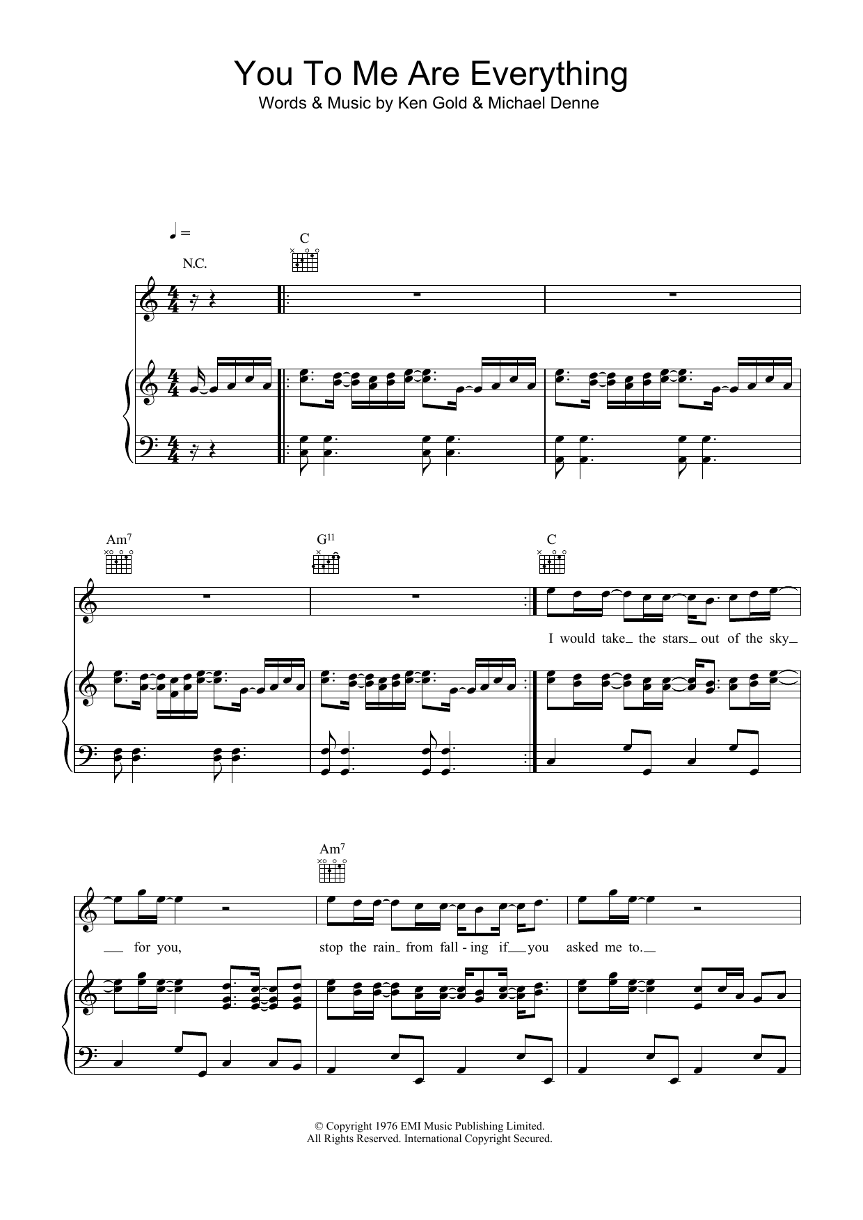 The Real Thing You To Me Are Everything sheet music notes and chords arranged for Piano, Vocal & Guitar Chords