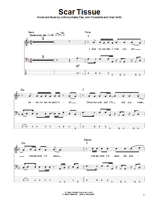 Red Hot Chili Peppers Scar Tissue sheet music notes and chords arranged for Guitar Tab