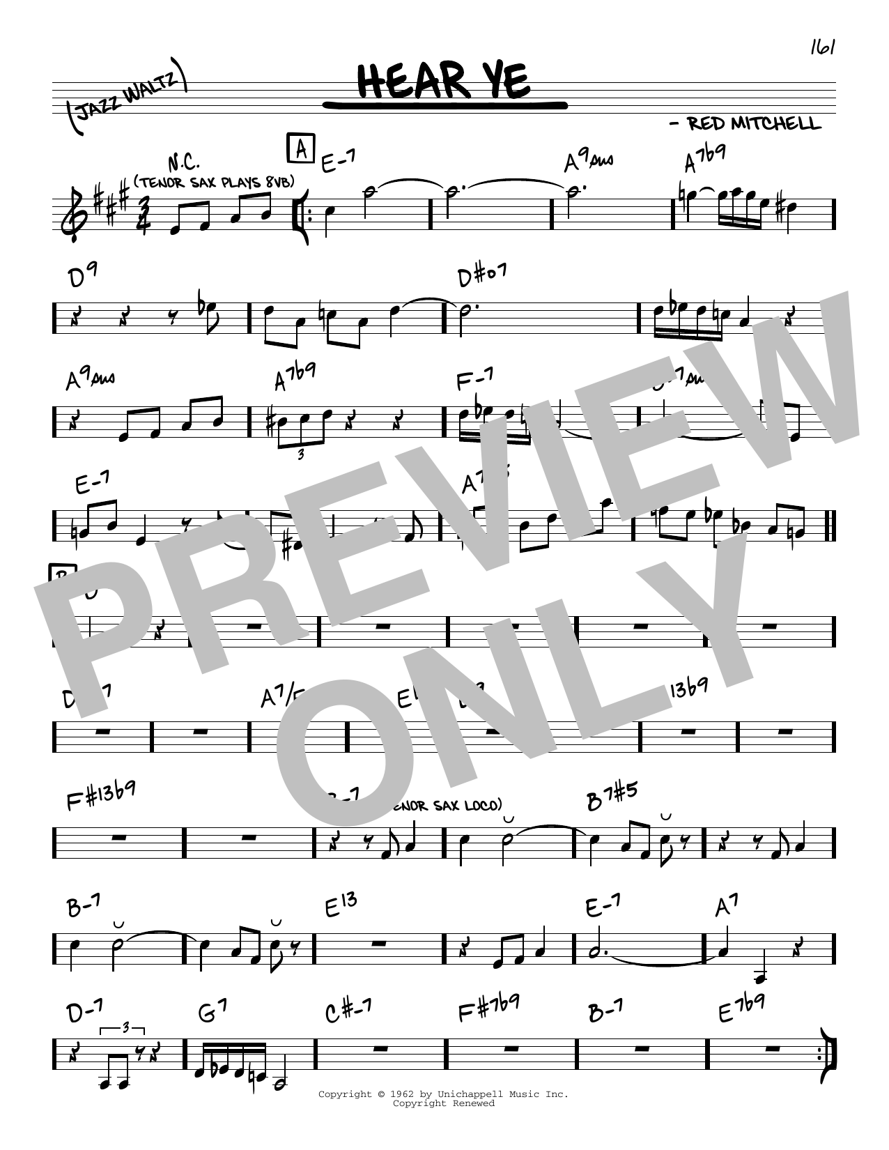 The Red Mitchell-Harold Land Quintet Hear Ye sheet music notes and chords arranged for Real Book – Melody & Chords