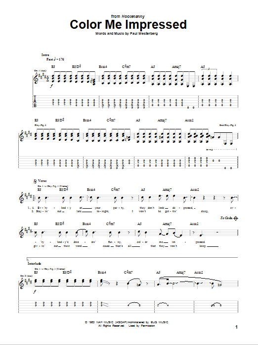 The Replacements Color Me Impressed sheet music notes and chords arranged for Guitar Tab