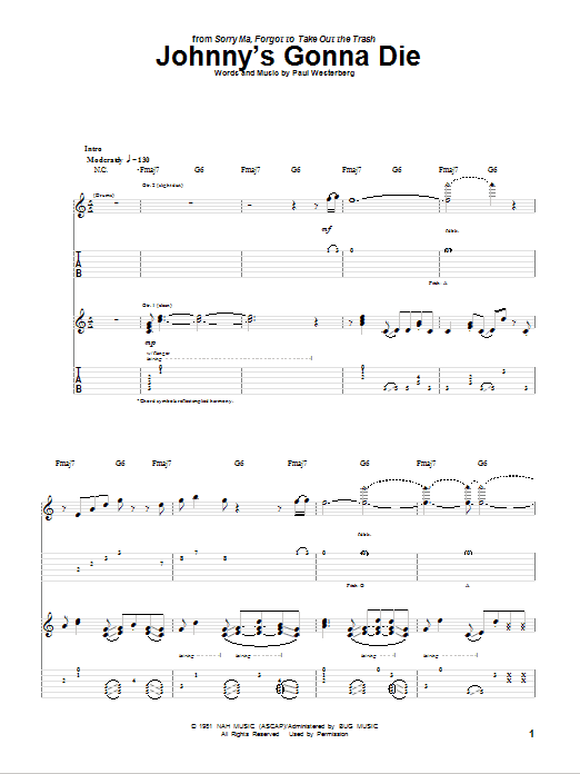 The Replacements Johnny's Gonna Die sheet music notes and chords arranged for Guitar Tab