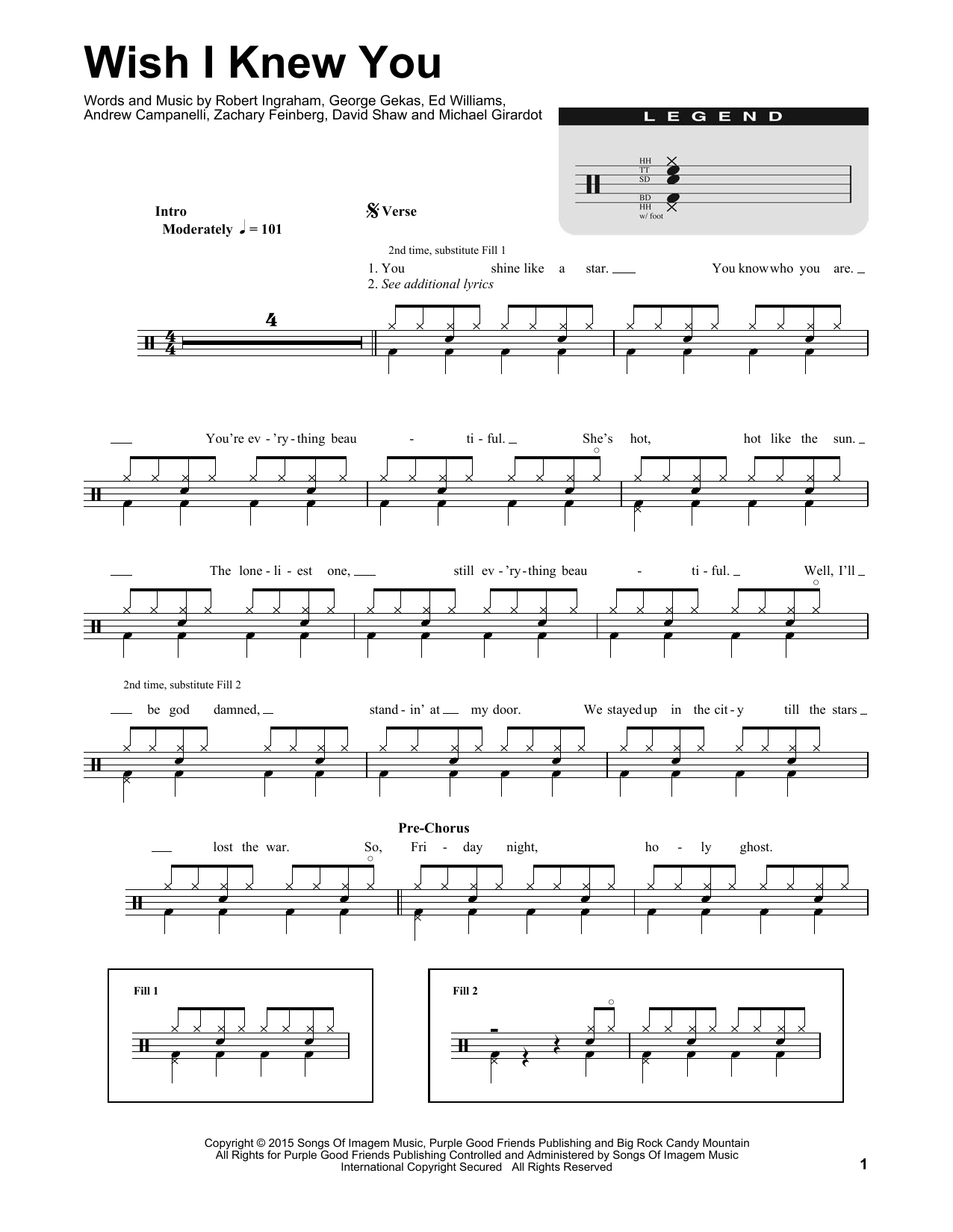 The Revivalists Wish I Knew You sheet music notes and chords arranged for Drums Transcription