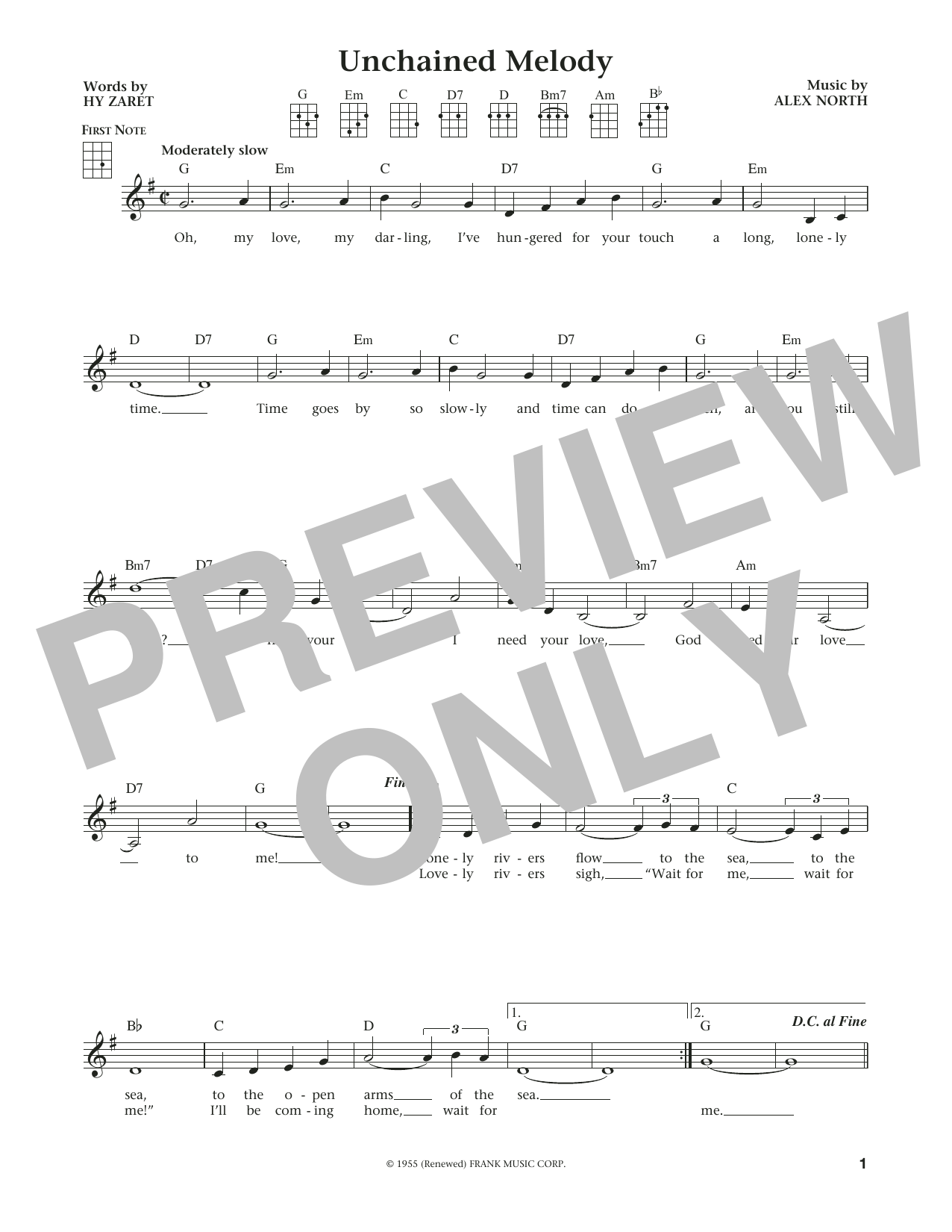 The Righteous Brothers Unchained Melody (from The Daily Ukulele) (arr. Liz and Jim Beloff) sheet music notes and chords arranged for Ukulele