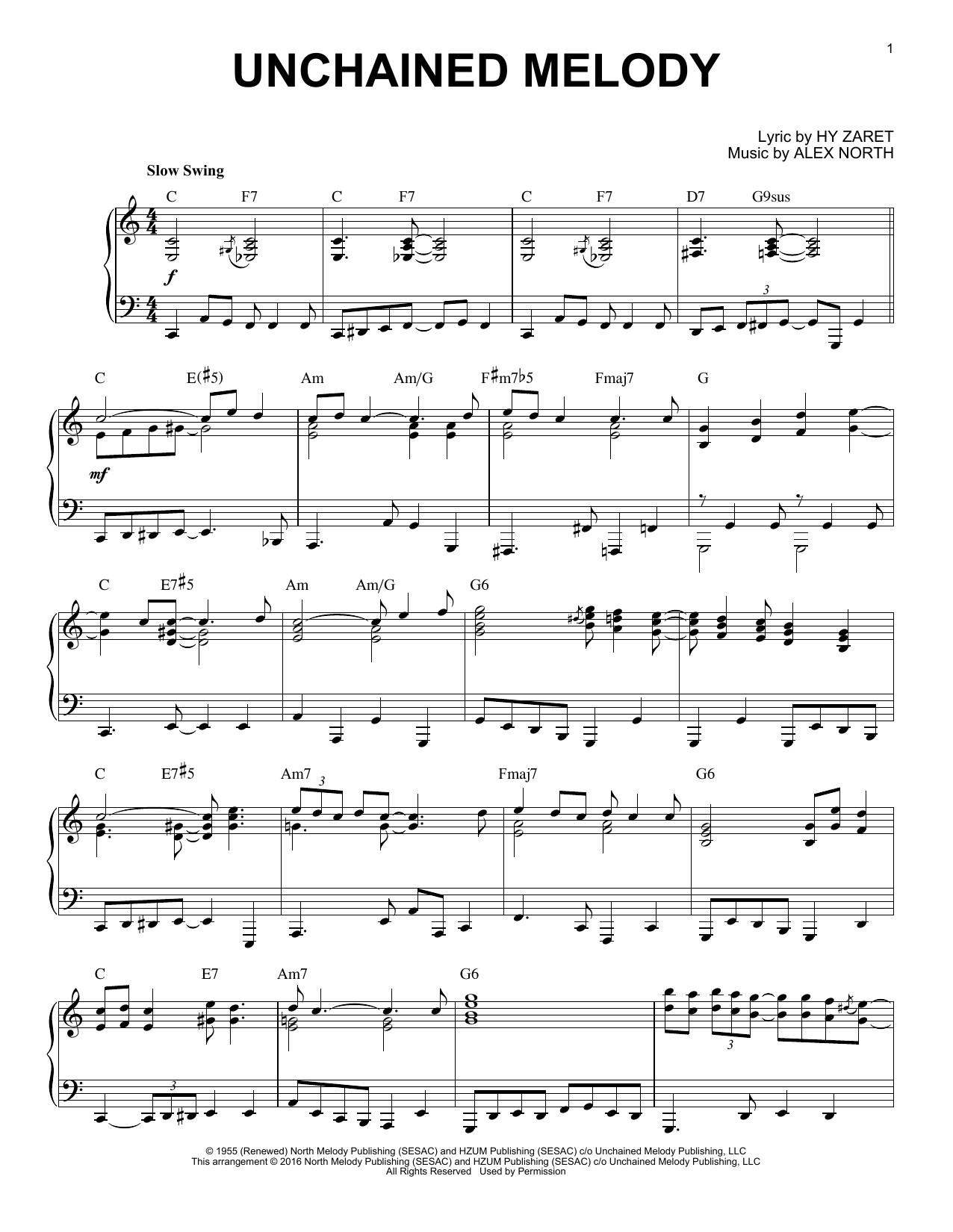 The Righteous Brothers Unchained Melody [Jazz version] (arr. Brent Edstrom) sheet music notes and chords arranged for Piano Solo
