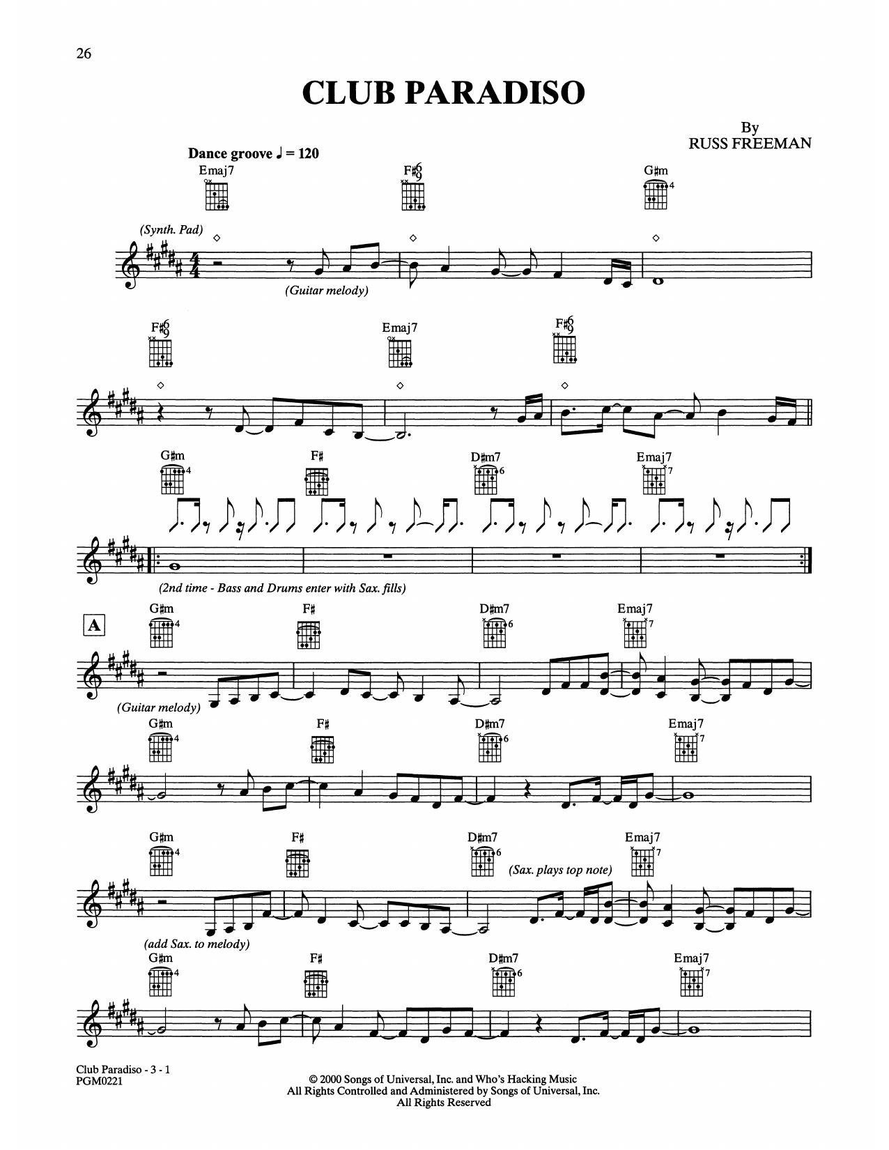 The Rippingtons Club Paradiso sheet music notes and chords arranged for Solo Guitar