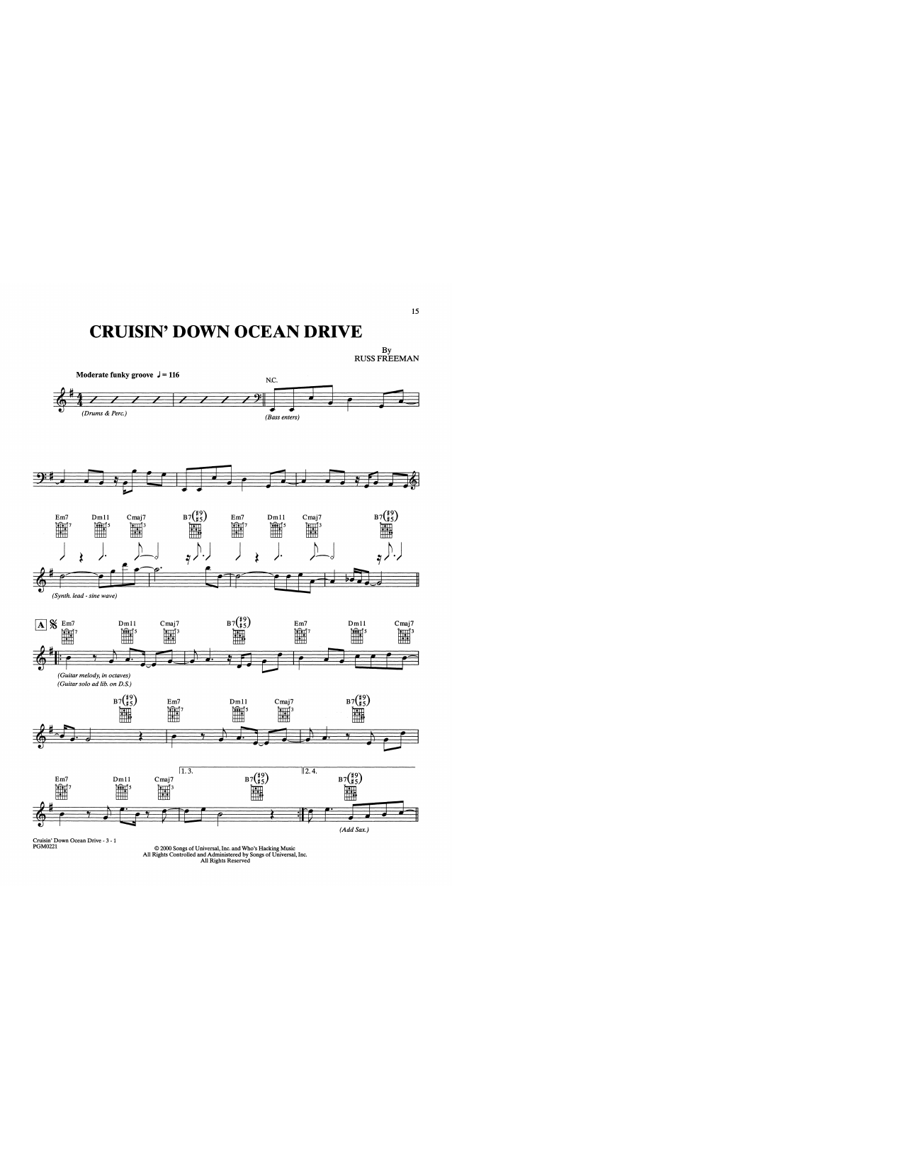 The Rippingtons Cruisin' Down Ocean Drive sheet music notes and chords arranged for Solo Guitar