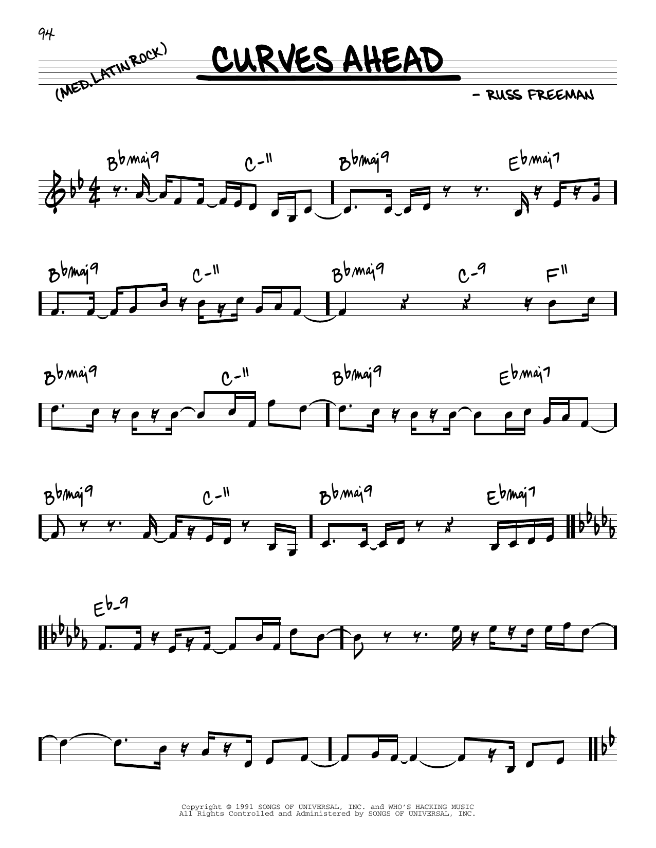 The Rippingtons Curves Ahead sheet music notes and chords arranged for Real Book – Melody & Chords