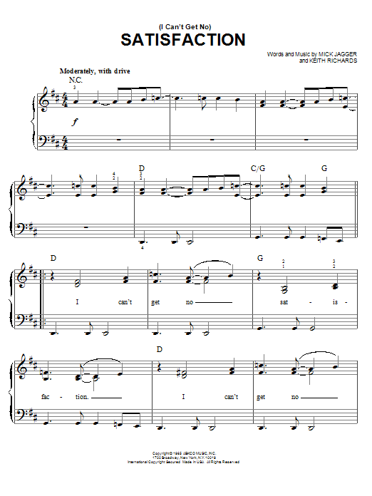 The Rolling Stones (I Can't Get No) Satisfaction sheet music notes and chords arranged for Alto Sax Solo