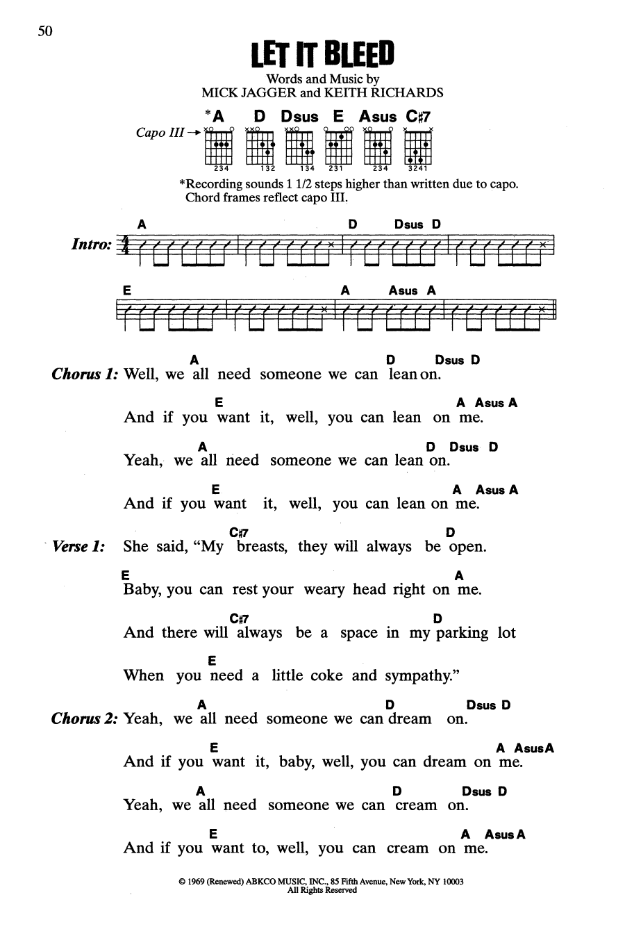 The Rolling Stones Let It Bleed sheet music notes and chords arranged for Guitar Chords/Lyrics