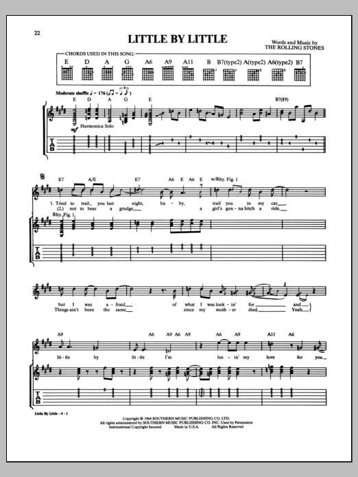 The Rolling Stones Little By Little sheet music notes and chords arranged for Guitar Tab