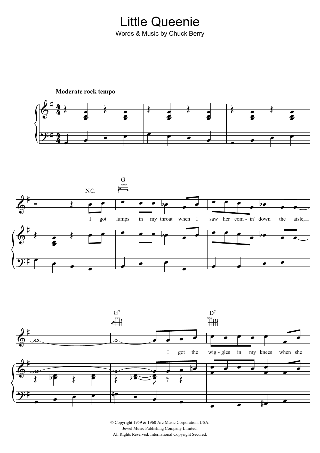 The Rolling Stones Little Queenie sheet music notes and chords arranged for Piano, Vocal & Guitar Chords