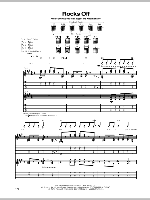 The Rolling Stones Rocks Off sheet music notes and chords arranged for Piano, Vocal & Guitar Chords