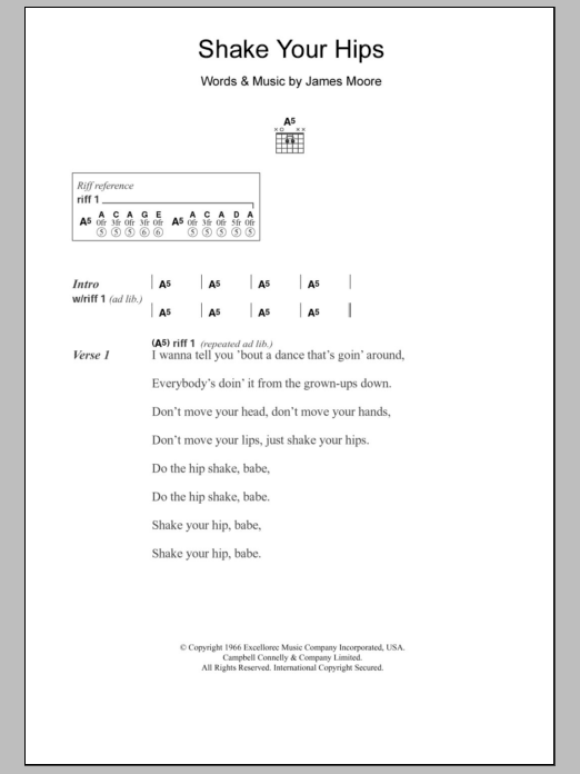 The Rolling Stones Shake Your Hips sheet music notes and chords arranged for Guitar Chords/Lyrics