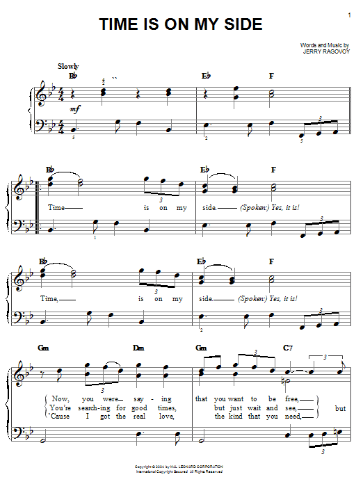 The Rolling Stones Time Is On My Side sheet music notes and chords arranged for Guitar Chords/Lyrics