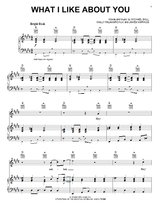 The Romantics What I Like About You sheet music notes and chords arranged for Lead Sheet / Fake Book