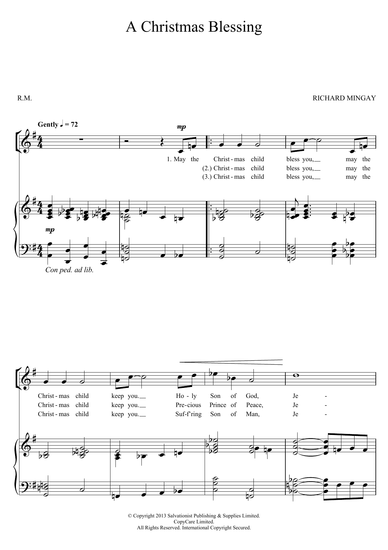 The Salvation Army A Christmas Blessing sheet music notes and chords arranged for Piano, Vocal & Guitar Chords