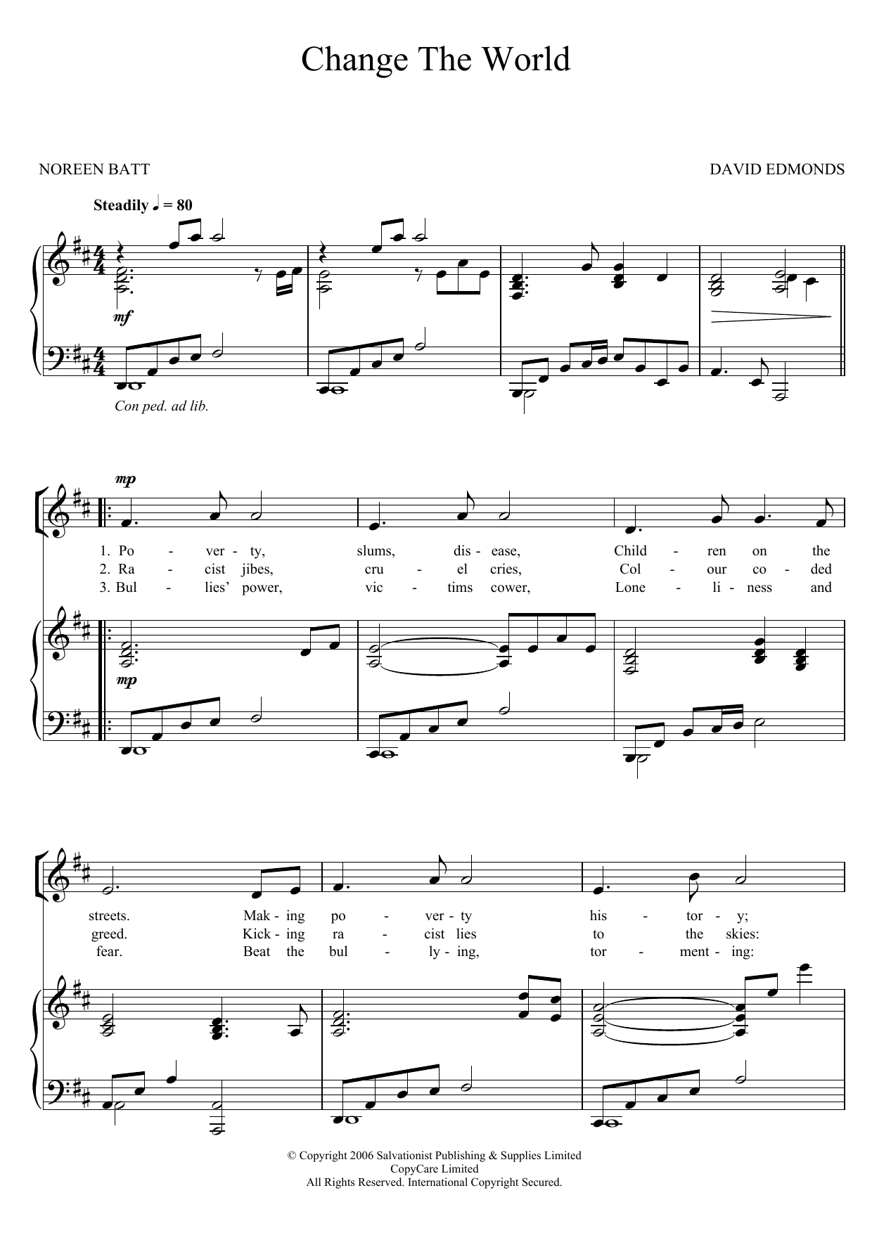 The Salvation Army Change The World sheet music notes and chords arranged for Piano, Vocal & Guitar Chords