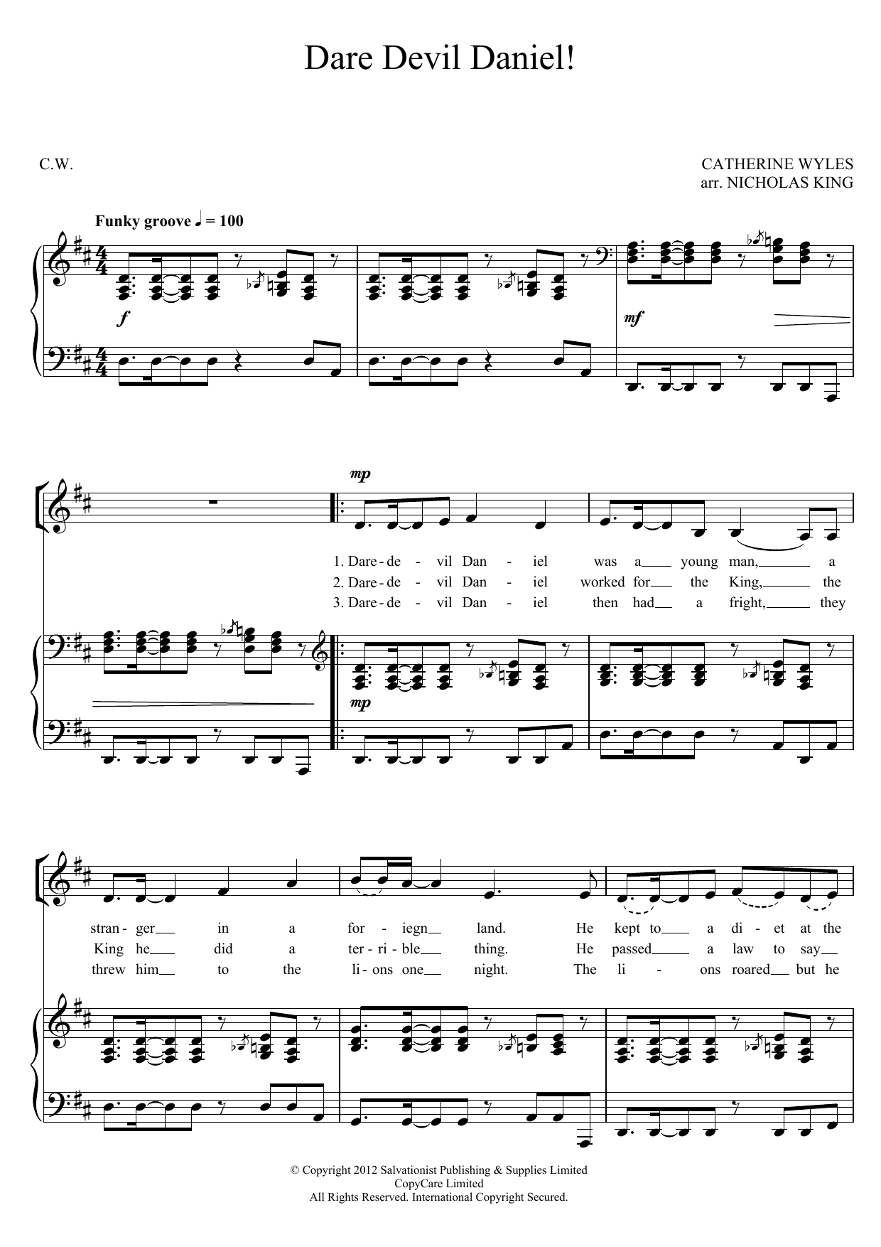 The Salvation Army Dare Devil Daniel! sheet music notes and chords arranged for Piano, Vocal & Guitar Chords