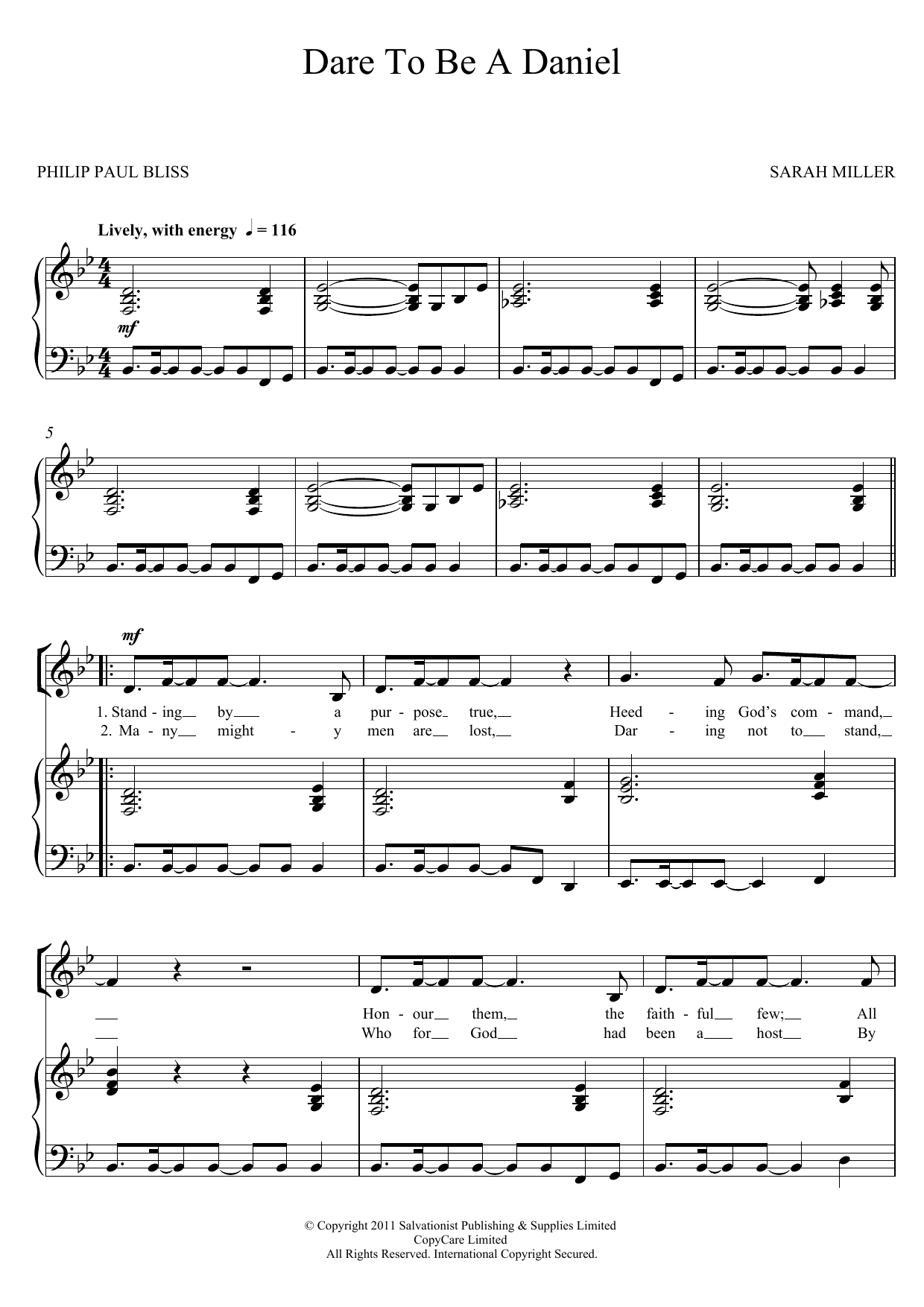 The Salvation Army Dare To Be A Daniel sheet music notes and chords arranged for Piano, Vocal & Guitar Chords
