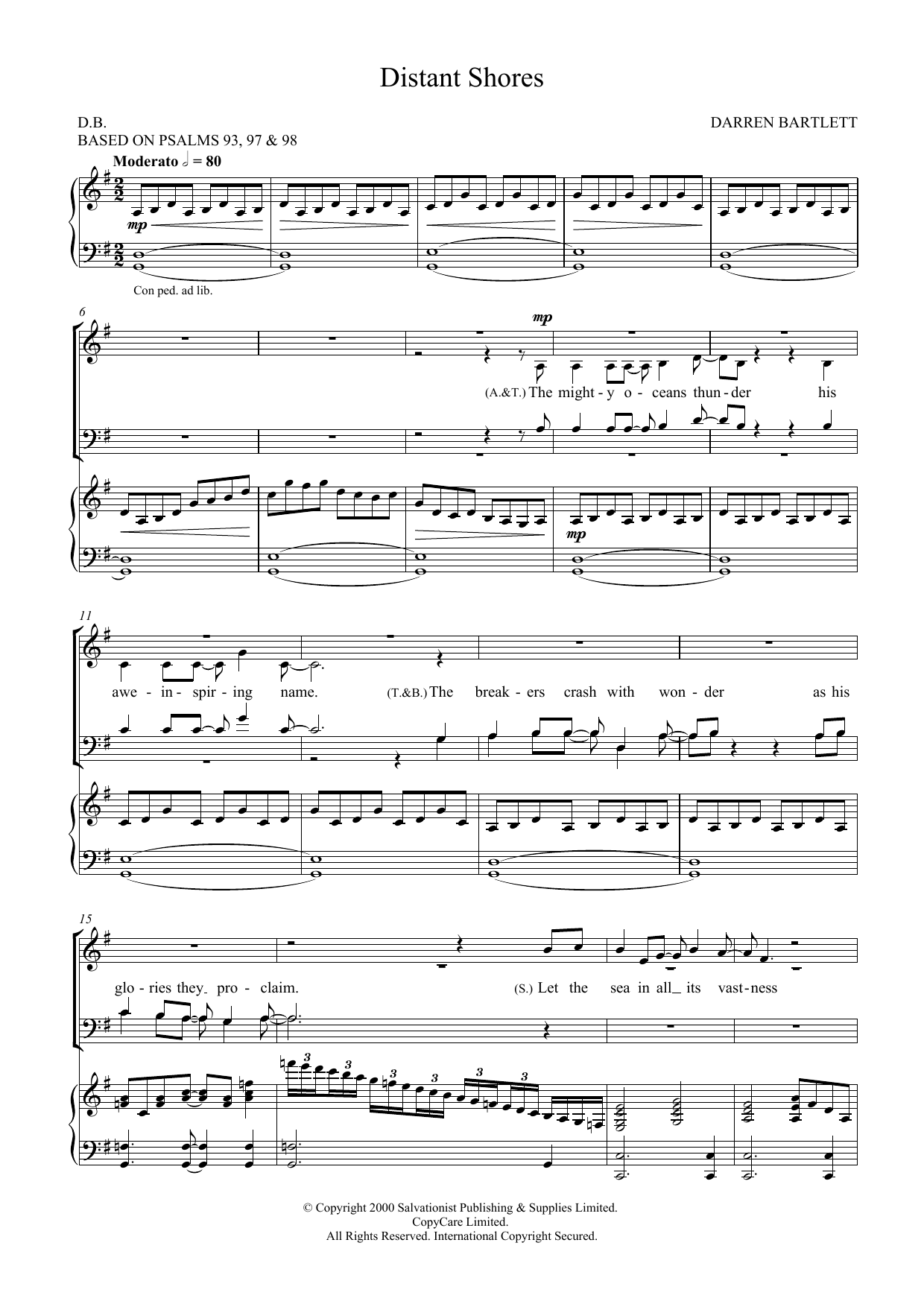The Salvation Army Distant Shores sheet music notes and chords arranged for SATB Choir