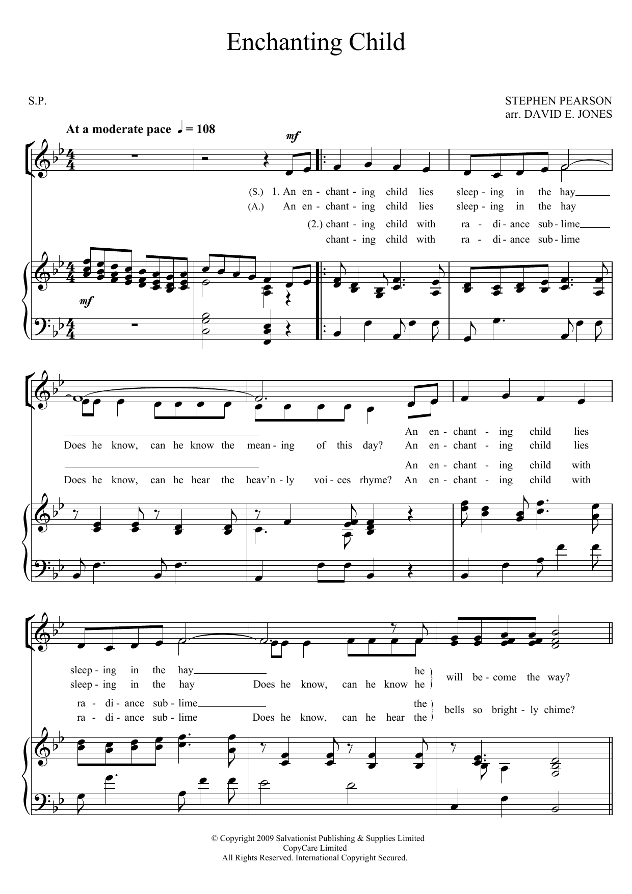 The Salvation Army Enchanting Child sheet music notes and chords arranged for Piano, Vocal & Guitar Chords