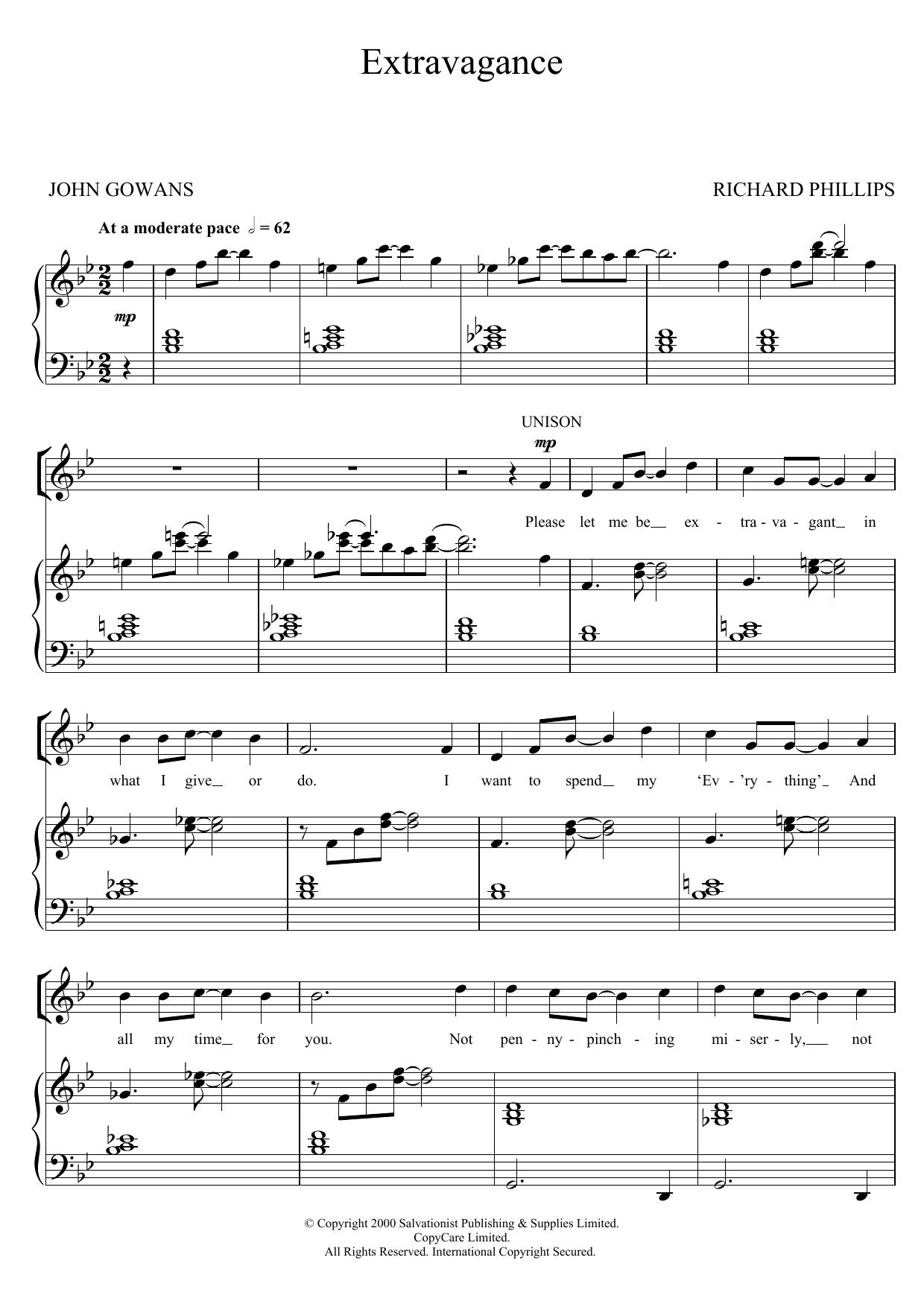 The Salvation Army Extravagance sheet music notes and chords arranged for Piano, Vocal & Guitar Chords
