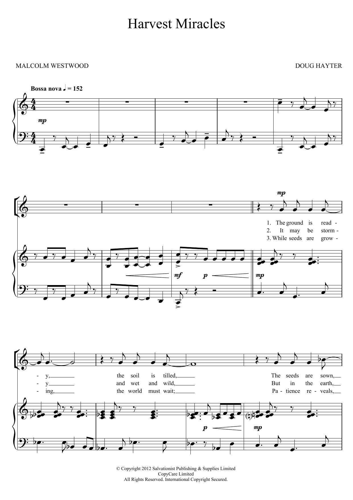 The Salvation Army Harvest Miracles sheet music notes and chords arranged for Piano, Vocal & Guitar Chords