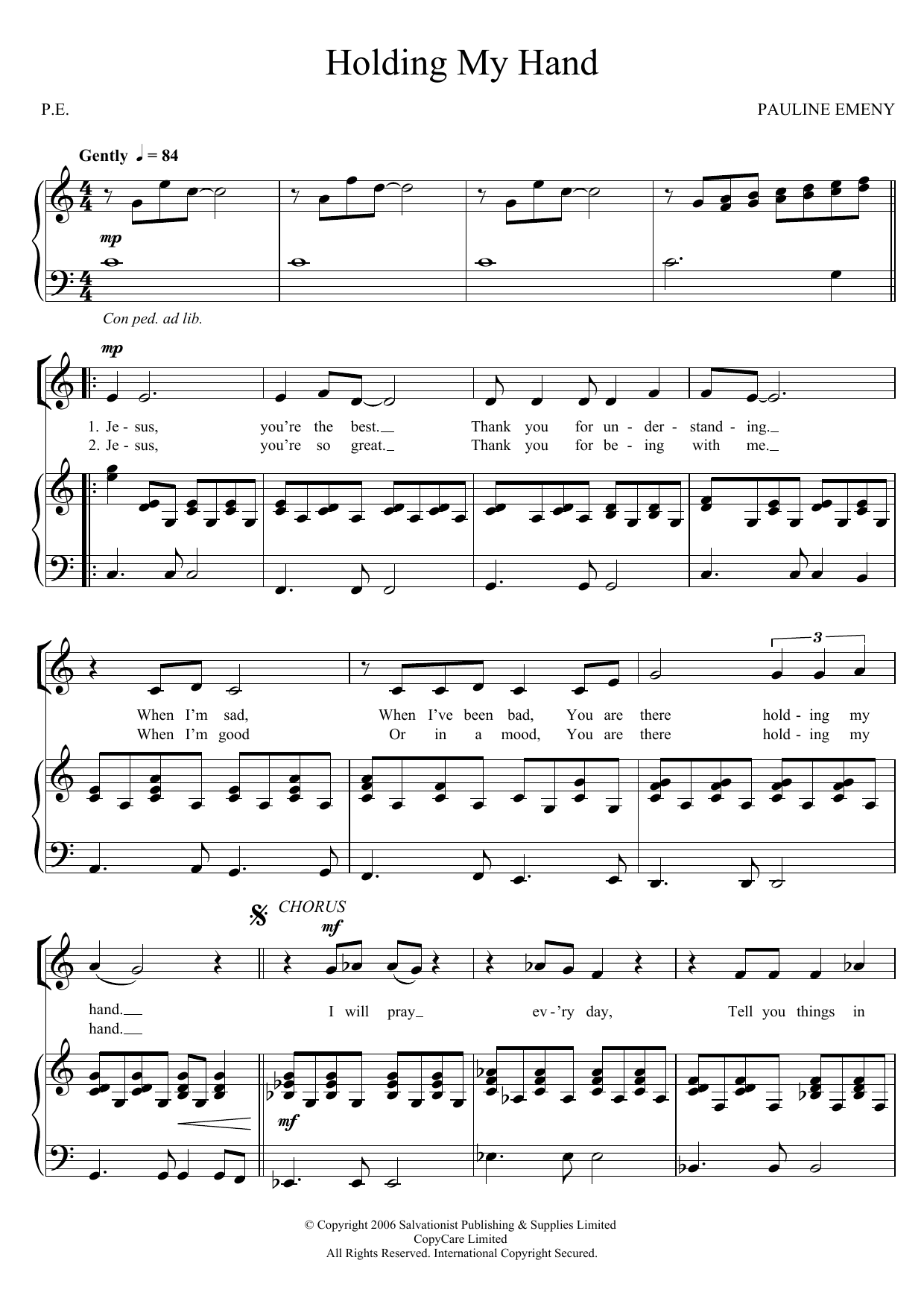 The Salvation Army Holding My Hand sheet music notes and chords arranged for Piano, Vocal & Guitar Chords