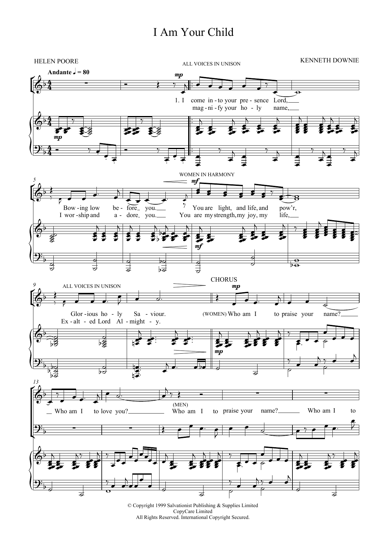 The Salvation Army I Am Your Child sheet music notes and chords arranged for Choir