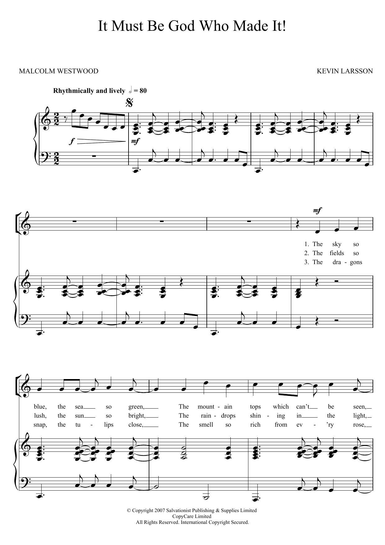 The Salvation Army It Must Be God Who Made It sheet music notes and chords arranged for Unison Choir