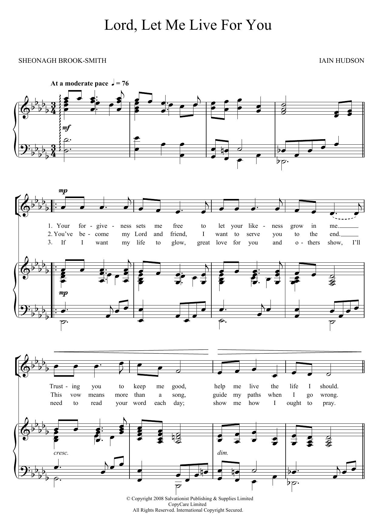 The Salvation Army Lord, Let Me Live For You sheet music notes and chords arranged for 2-Part Choir