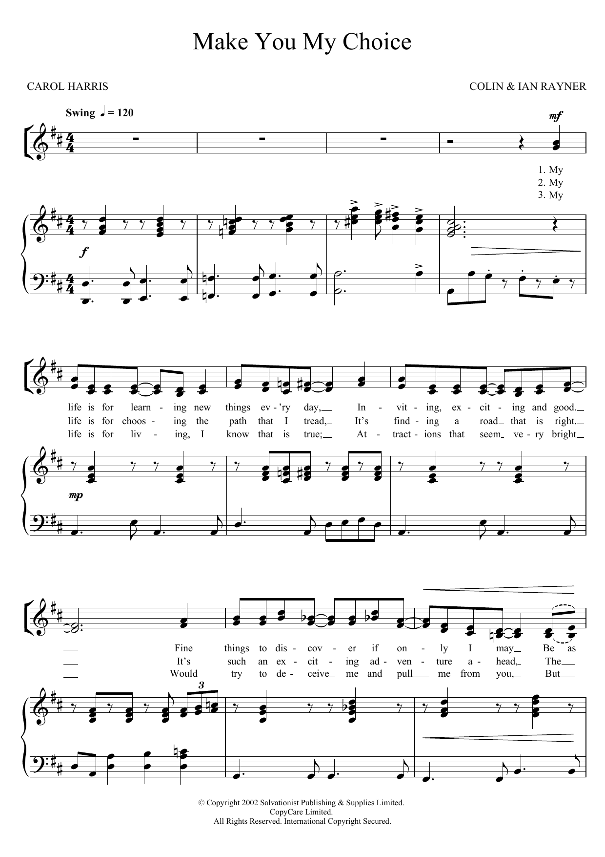 The Salvation Army Make You My Choice sheet music notes and chords arranged for Unison Choir