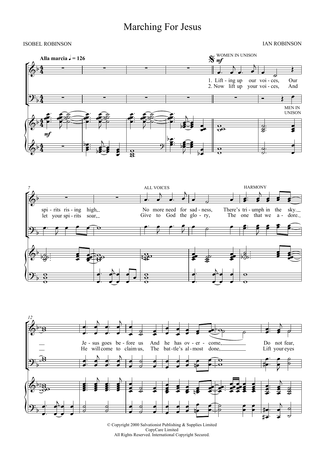 The Salvation Army Marching For Jesus sheet music notes and chords arranged for Choir