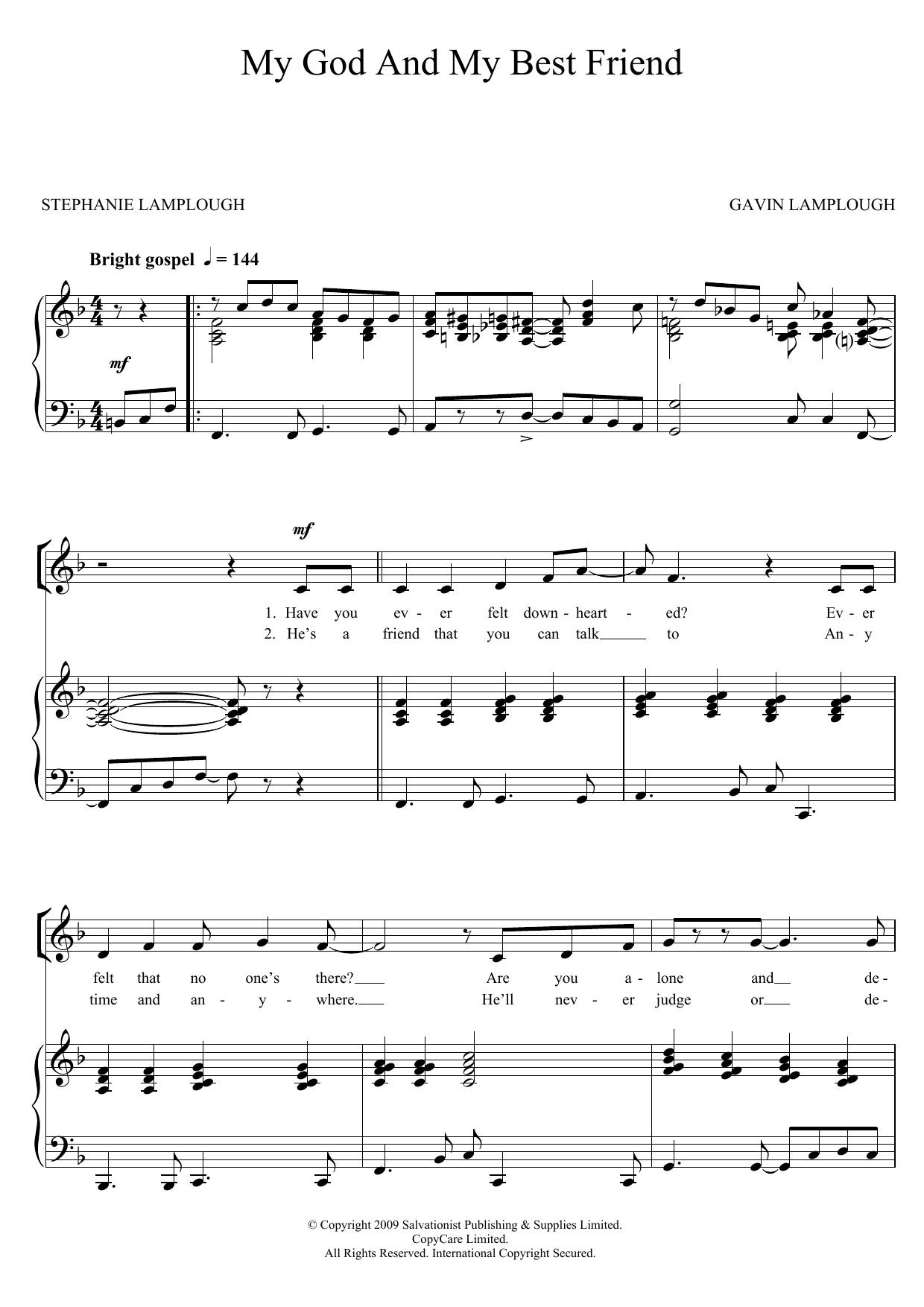 The Salvation Army My God And My Best Friend sheet music notes and chords arranged for Piano, Vocal & Guitar Chords