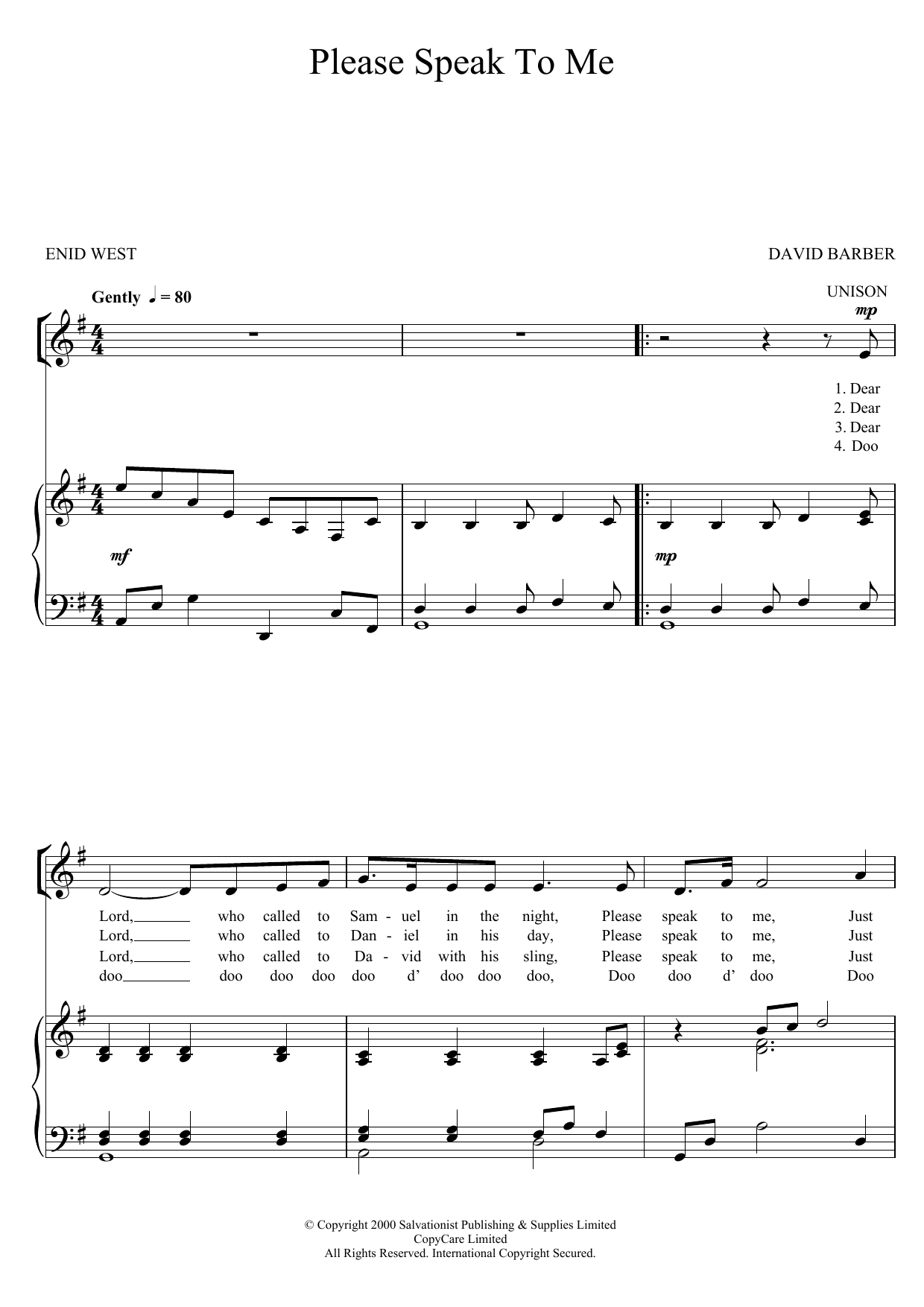 The Salvation Army Please Speak To Me sheet music notes and chords arranged for Piano, Vocal & Guitar Chords