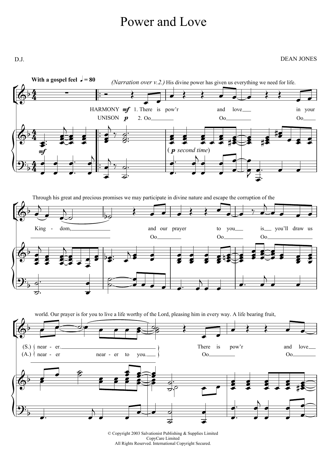 The Salvation Army Power And Love sheet music notes and chords arranged for Piano, Vocal & Guitar Chords