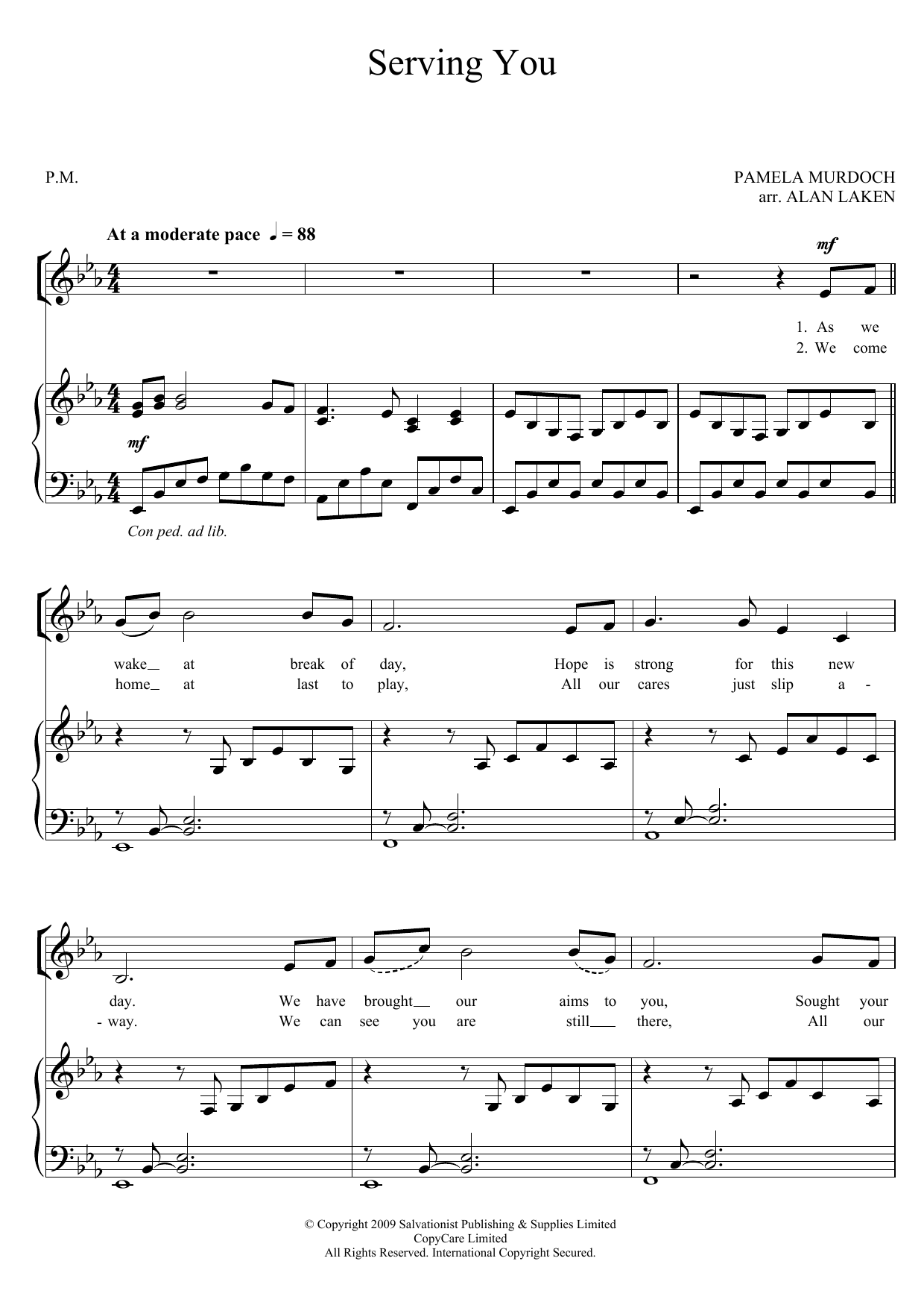 The Salvation Army Serving You sheet music notes and chords arranged for Piano, Vocal & Guitar Chords