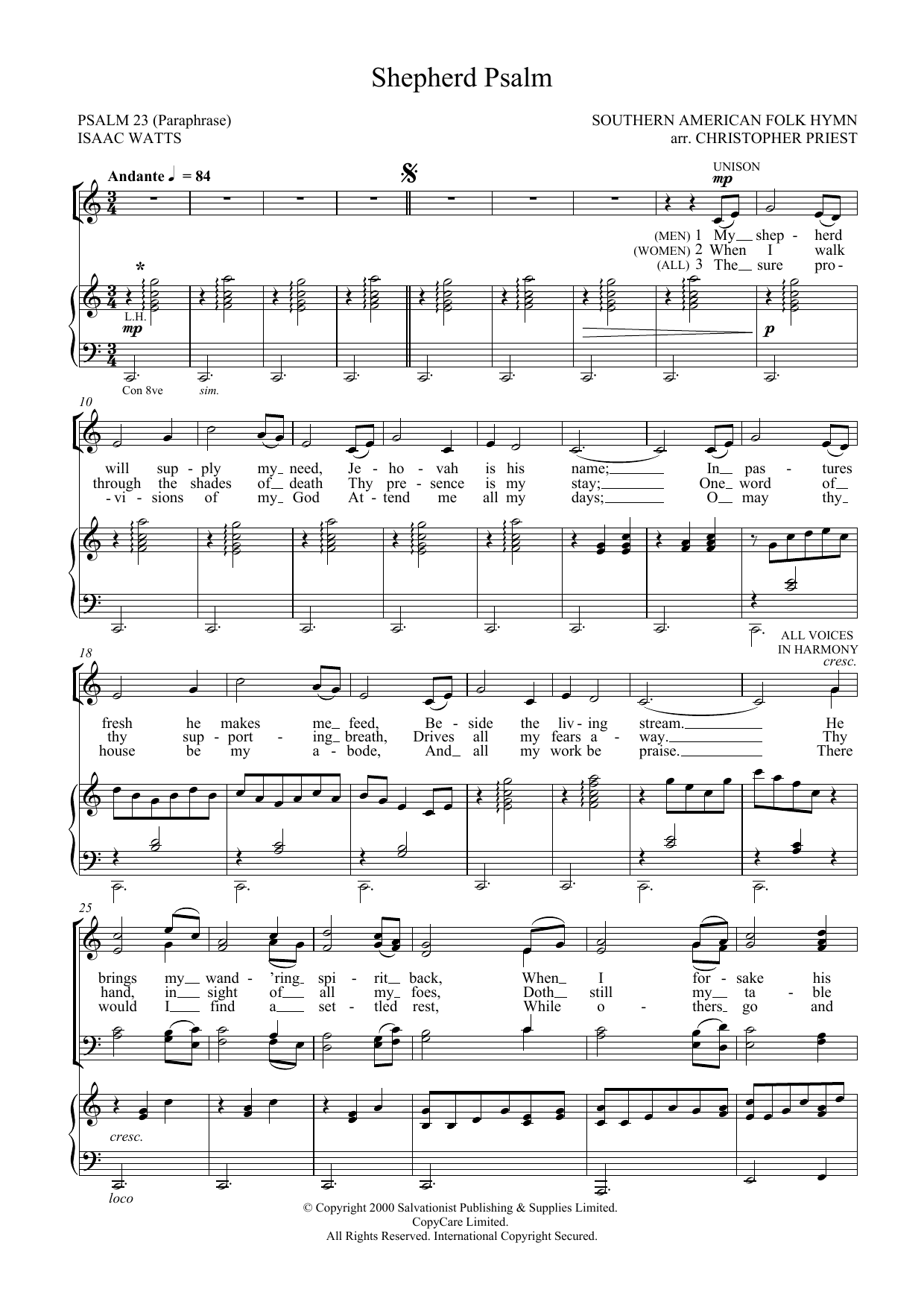 The Salvation Army Shepherd Psalm sheet music notes and chords arranged for SATB Choir