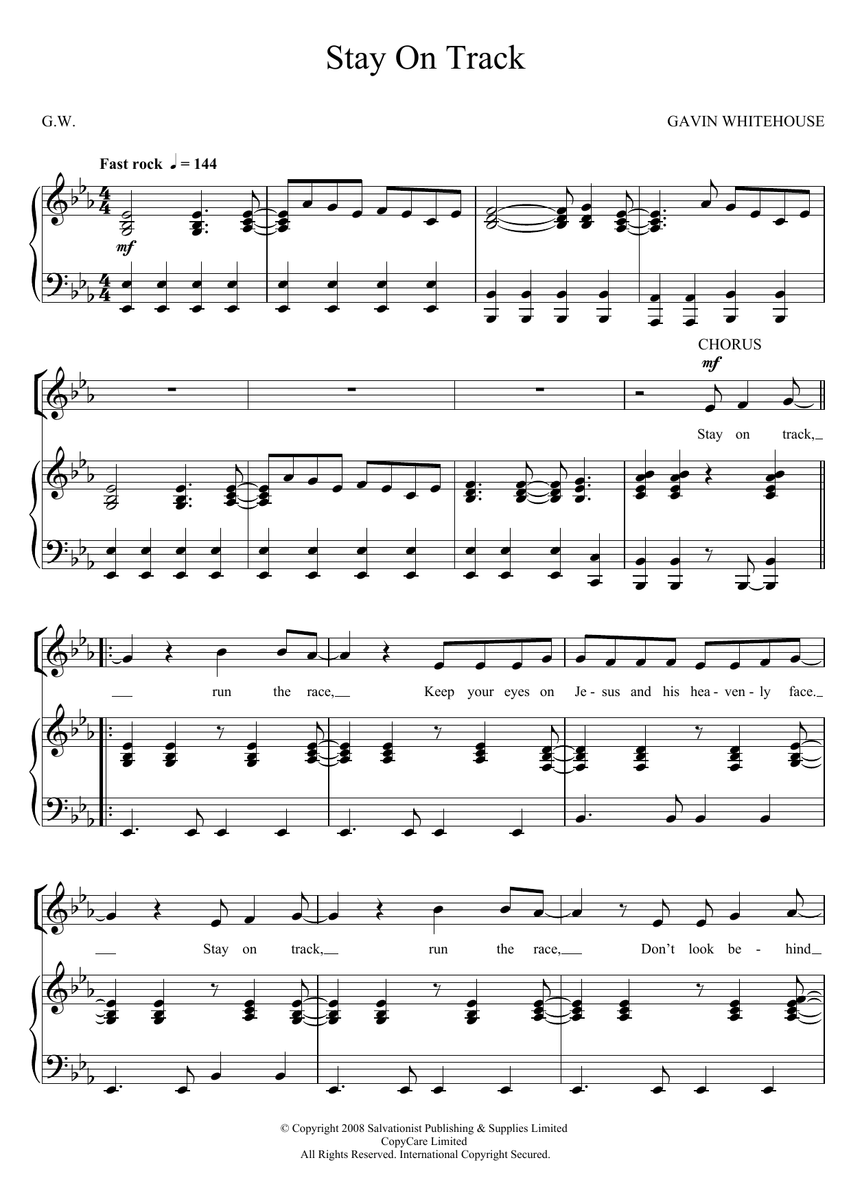 The Salvation Army Stay On Track sheet music notes and chords arranged for Unison Choir